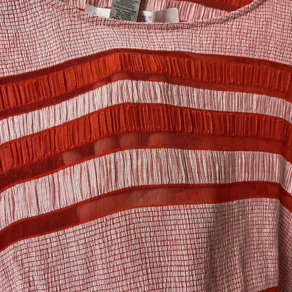 Sharon Young Womens Red Striped Top Large Long Sleeve Relaxed Crinkle - Picture 5 of 8